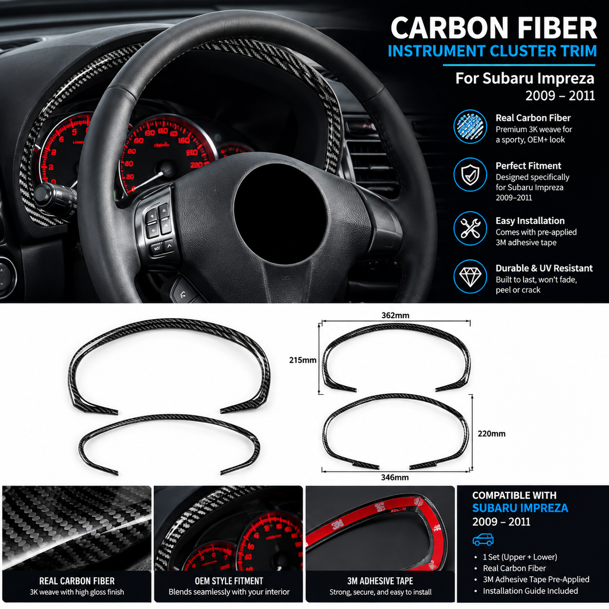 Subaru Impreza Dash cluster Overlay 2008+