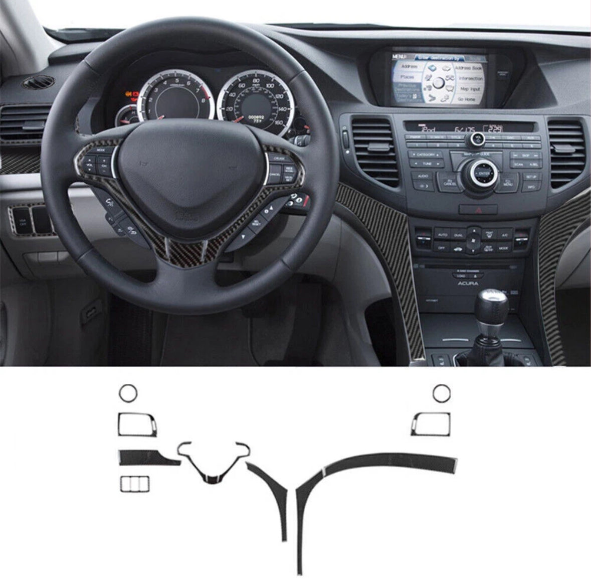 Full Carbon Fiber Interior Trim Kit 37pcs -Acura TSX (CU2)