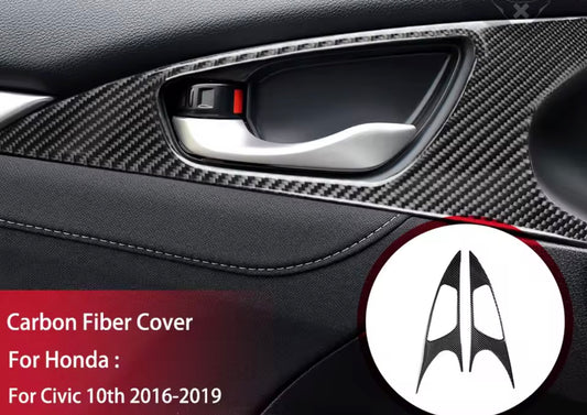 Honda Civic Carbon Fiber Inner Door Handle Trim Kit (2016–2019)