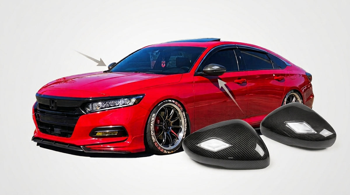 REAL CARBON FIBER SIDE MIRROR COVER DIRECT REPLACEMENT FOR 2018-22 HONDA ACCORD (TURN SIGNAL)
