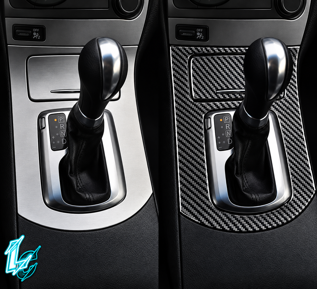Infiniti G35/G37 Carbon Fiber Gear Shift Console Overlay