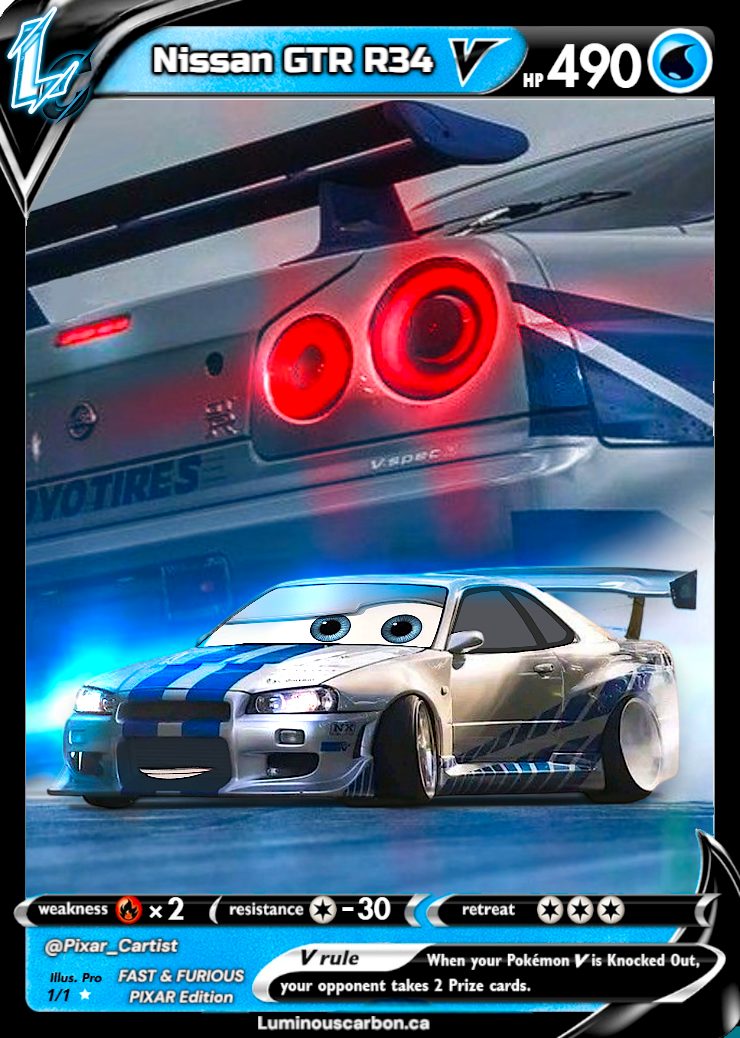 FAST FURIOUS NISSAN SKYLINE R34 GTR PIXAR EDITION Luminous Carbon