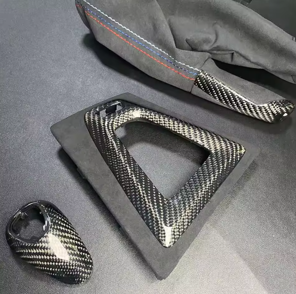 BMWM Performance Carbon Fiber Gear Knob, Handbrake, and Console Panel Cover