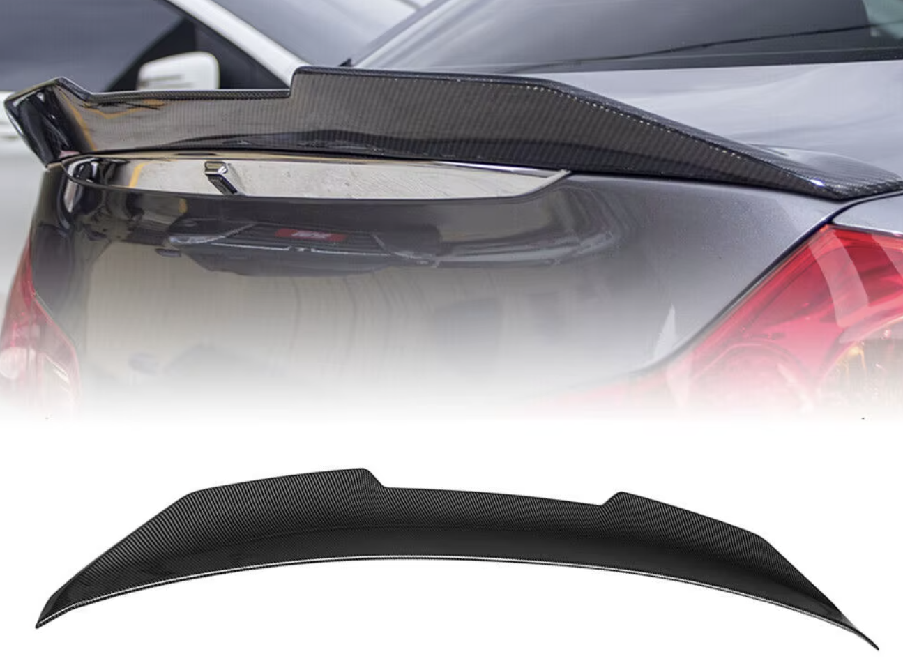 PSM Style Carbon Fiber Rear Trunk Spoiler for Infiniti G35, G37, Q60 (Sedan)