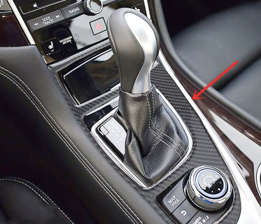 Carbon Fiber Gear Shift Panel & Cup Holder Trim Cover for Infiniti Q50 / Q60