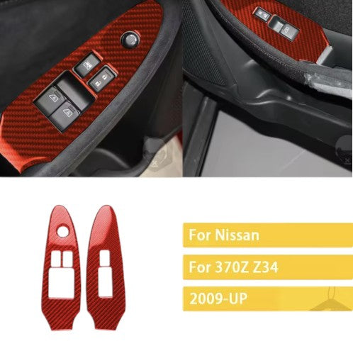 Carbon Fiber Window Switch Button Overlay for Nissan 370Z (Z34) 2009+