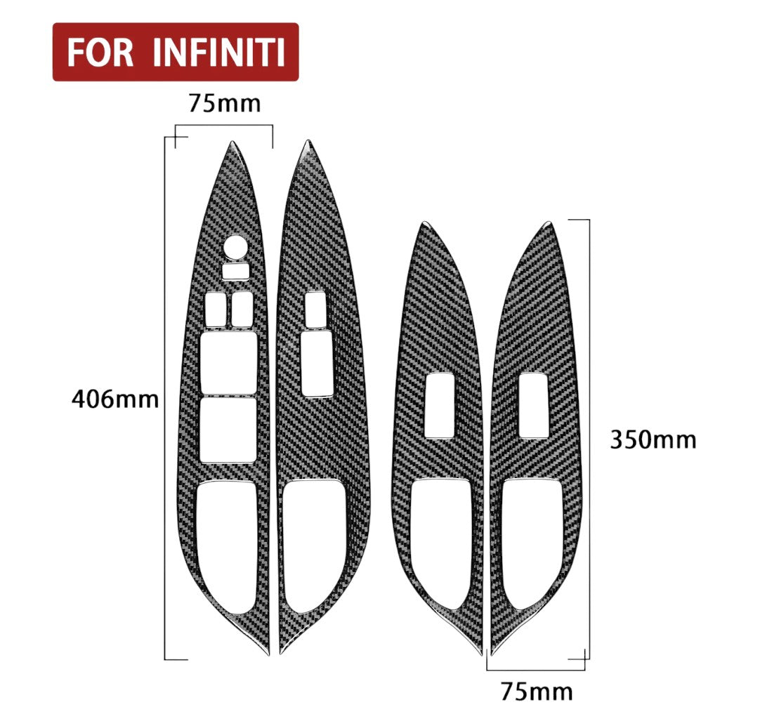 Carbon Fiber Door Window Switch Panel Cover Trim for Infiniti G35/ G37/ Q60