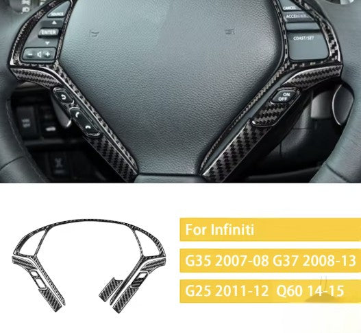 Carbon Fiber Steering Wheel Cover Trim for Infiniti G35, G37, Q60 et