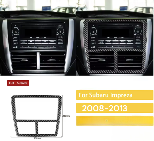 Carbon Fiber Multimedia Center Console Vent Overlay for Subaru WRX/STI Impreza (2008-2013)