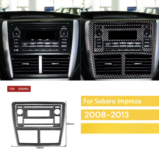 Carbon Fiber Multimedia Center Console Vent Overlay for Subaru WRX/STI Impreza (2008-2013)