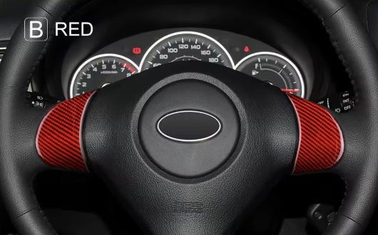Carbon Fiber Steering Wheel Button & Emblem Overlays for Subaru WRX/STI Impreza (2008-2013)