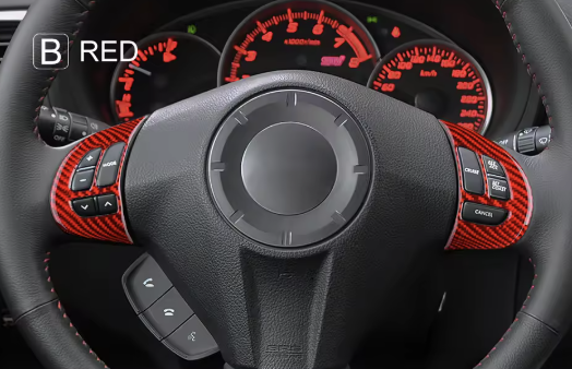 Carbon Fiber Steering Wheel Button & Emblem Overlays for Subaru WRX/STI Impreza (2008-2013)