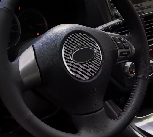 Carbon Fiber Steering Wheel Button & Emblem Overlays for Subaru WRX/STI Impreza (2008-2013)
