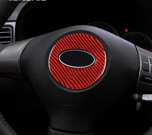 Carbon Fiber Steering Wheel Button & Emblem Overlays for Subaru WRX/STI Impreza (2008-2013)