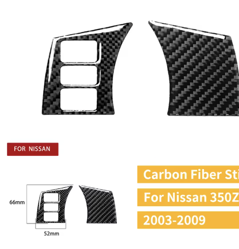 Carbon Fiber Steering Wheel Button Trim Overlays for Nissan 350Z