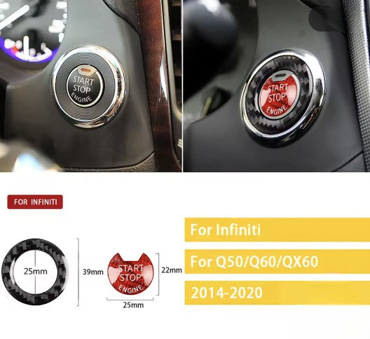 Carbon Fiber Push Button Start Overlay for Infiniti Q50/Q60 (2014+)