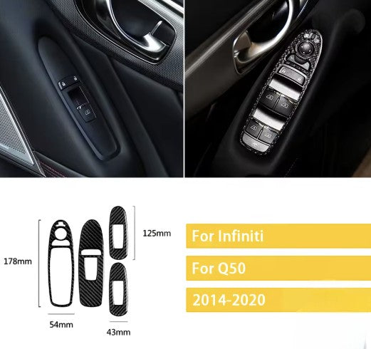 Carbon Fiber Window Switch Button Overlay for Infiniti Q50 (2014+)