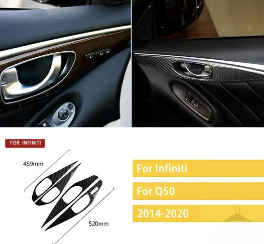 Carbon Fiber Door Handle Trim Overlay for Infiniti Q50 (2014+)