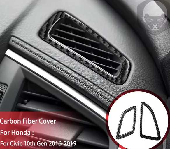 Carbon Fiber A/C Vent Trim Covers – For Honda Civic 10th Gen (2016–2020)