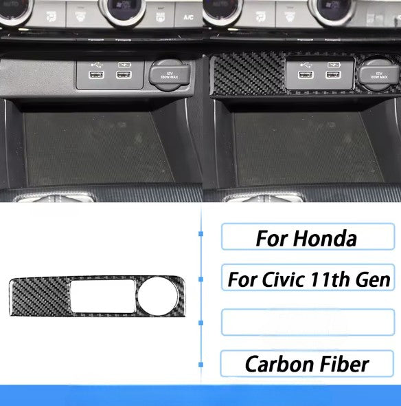 Carbon Fiber USB & Power Outlet Trim Cover – For Honda Civic 11th Gen (2022+