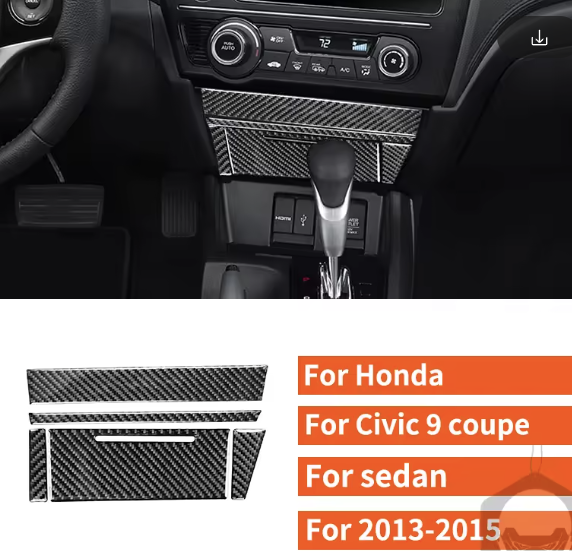 Carbon Fiber Lower Center Console Trim Kit – For Honda Civic 9th Gen (2013–2015)