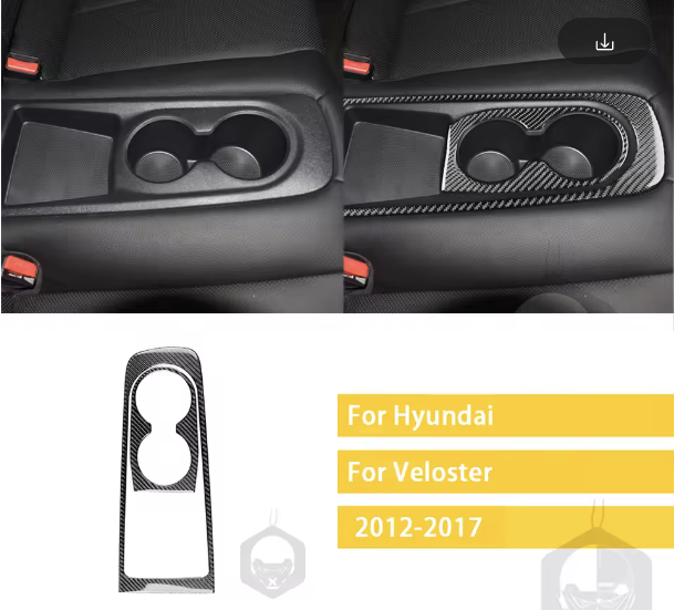 Rear Carbon Fiber Cupholder Trim – For Hyundai Veloster (2012–2017)