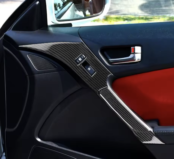 Carbon Fiber Door Panel Trim Overlay – For Hyundai Genesis Coupe (2008–2016)