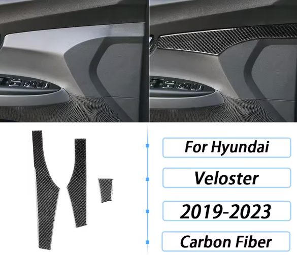 Carbon Fiber Interior Door Trim Kit For Hyundai Veloster 2019+ / Veloster N