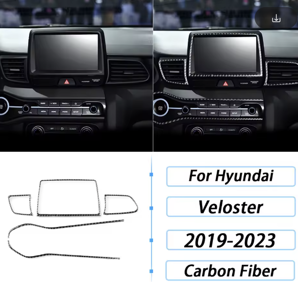 Carbon Fiber Multimedia & AC Trim Kit For Hyundai Veloster 2019+ / Veloster N