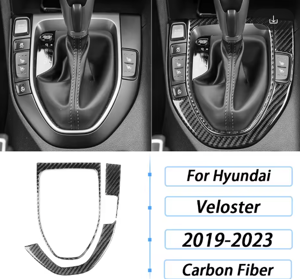 Carbon Fiber Shift Console Trim Kit For Hyundai Veloster 2019+ / Veloster N
