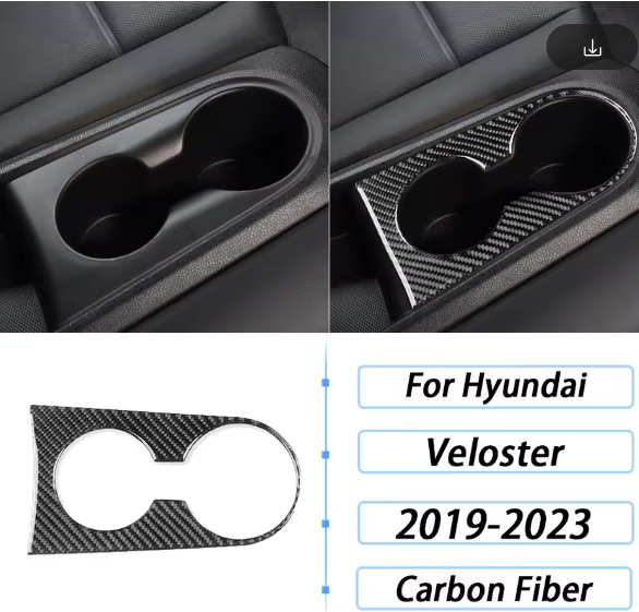 Carbon Fiber Rear Cup Holder Trim For Hyundai Veloster 2019+ / Veloster N