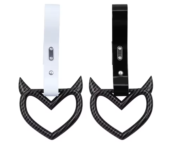 Carbon Fiber JDM Tsurikawa – Heart / Broken Heart Drift Handle Strap