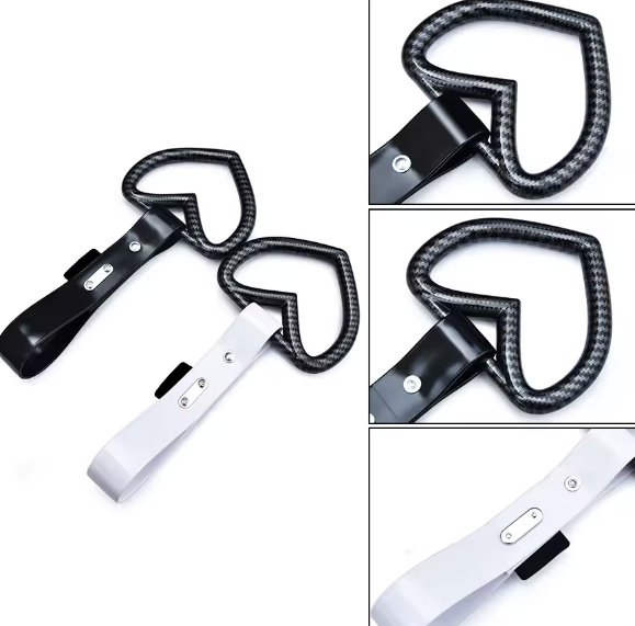 Carbon Fiber JDM Tsurikawa – Heart / Broken Heart Drift Handle Strap