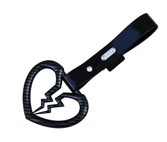 Carbon Fiber JDM Tsurikawa – Heart / Broken Heart Drift Handle Strap