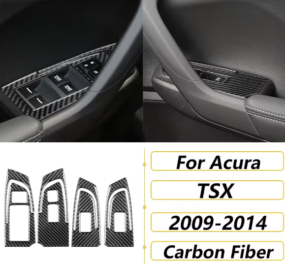 Carbon Fiber Door Switch Panel Overlays Fits Acura TSX ( CU2)