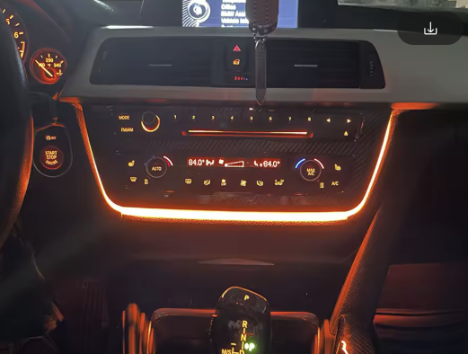 Carbon Fiber Center Console Radio Trim Panel with Optional Ambient Lighting for BMW 3 & 4 Series
