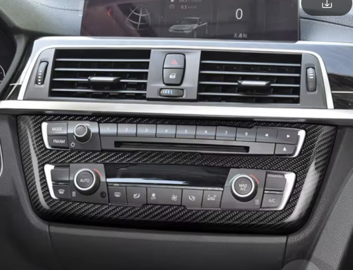 Carbon Fiber Center Console Radio Trim Panel with Optional Ambient Lighting for BMW 3 & 4 Series