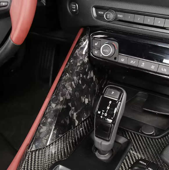 Real Carbon Fiber Center Control Gear Side Trim Panels – For Toyota GR Supra A90 MK5