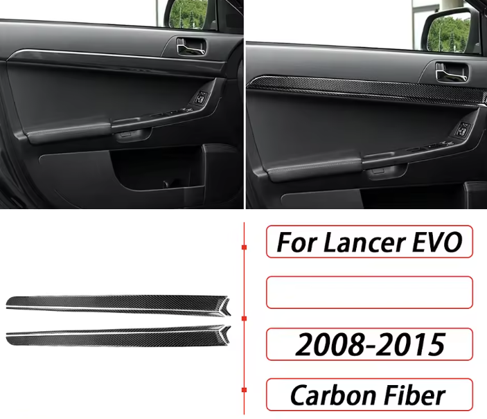 Mitsubishi Evo X Carbon Fiber Door Panel Strips (2008–2015)