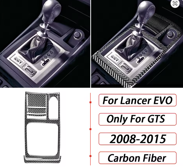 Mitsubishi Evo X Carbon Fiber Center Console Trim Options (2008–2015)