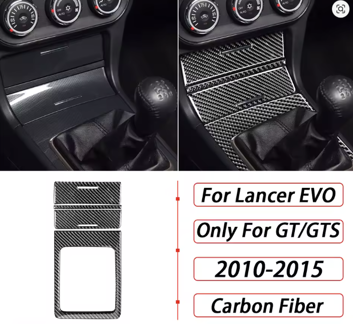 Mitsubishi Evo X Carbon Fiber Center Console Trim Options (2008–2015)