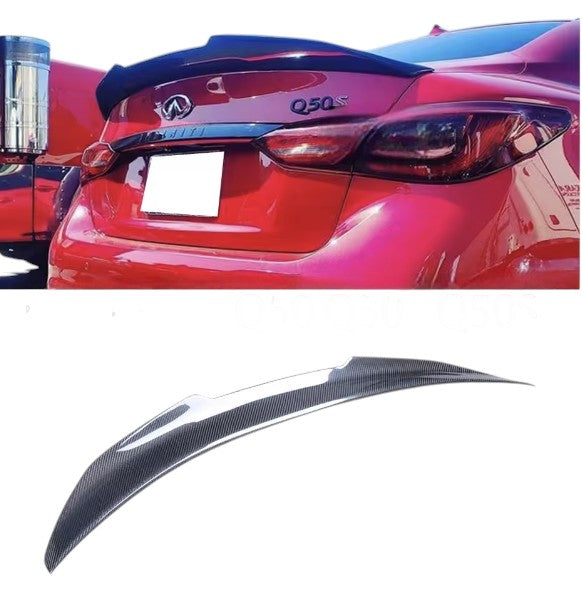 PSM Style Carbon Fiber Rear Trunk Spoiler for Infiniti G35, G37, Q60 (Sedan)