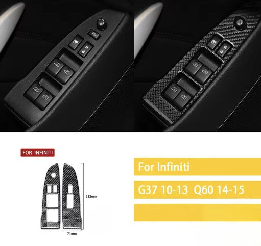 Carbon Fiber Door Window Switch Panel Cover Trim for Infiniti G35/ G37/ Q60