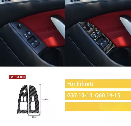 Carbon Fiber Door Window Switch Panel Cover Trim for Infiniti G35/ G37/ Q60