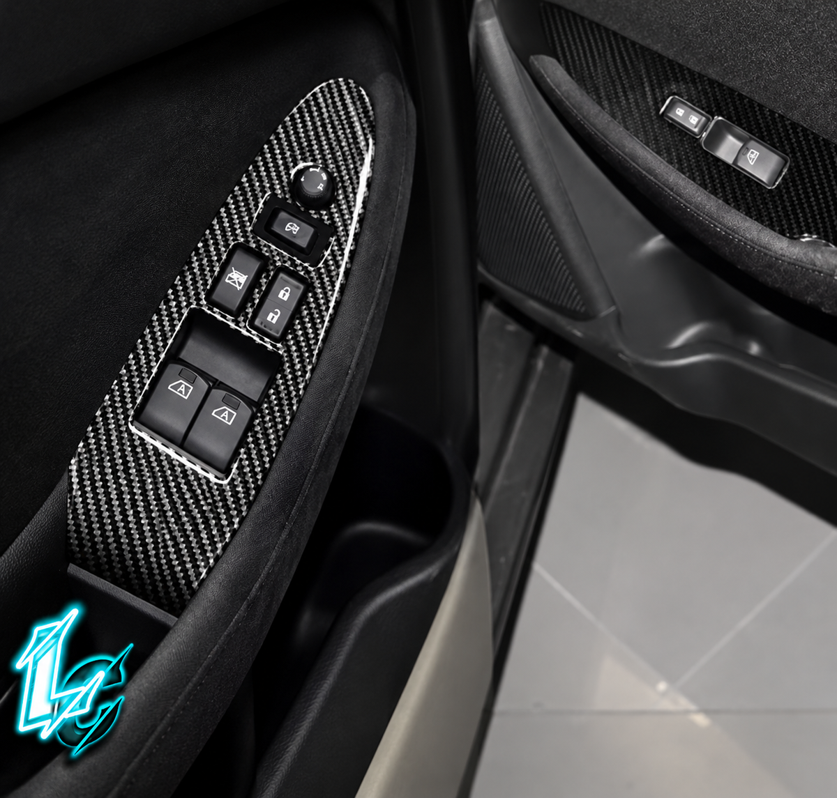 Nissan 370Z (Z34) Carbon Fiber Window Switch Button Overlay (2009+)