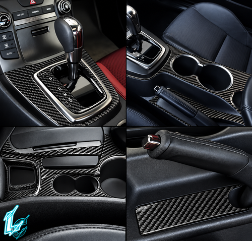 Hyundai Genesis Coupe Carbon Fiber Console Kit, 8pc (2013–2016)