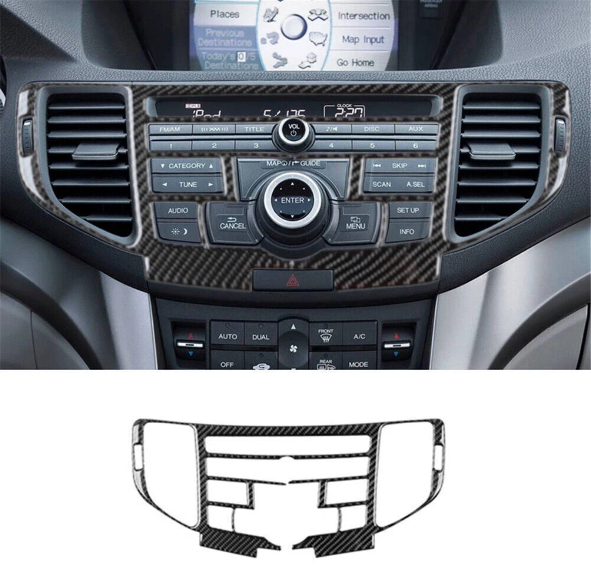 Carbon Fiber Center Dash Trim – Radio & Climate Surround -Acura TSX (CU2)