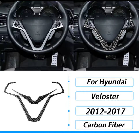 Carbon Fiber Steering Wheel Trim Cover- Hyundai Veloster 2012–2017