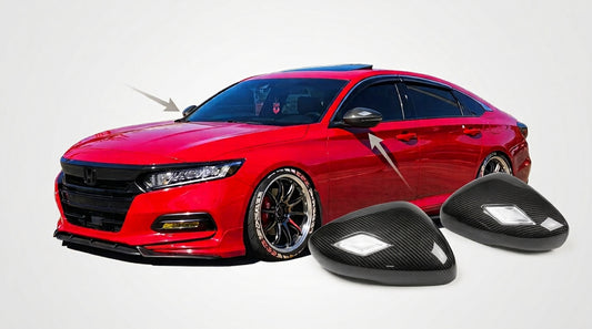 REAL CARBON FIBER SIDE MIRROR COVER DIRECT REPLACEMENT FOR 2018-22 HONDA ACCORD (TURN SIGNAL)