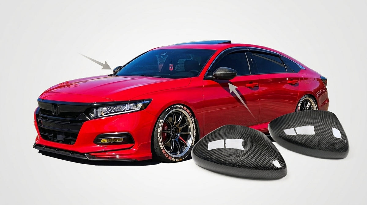REAL CARBON FIBER SIDE MIRROR COVER REPLACEMENT W/O LIGHT FOR 18-22 HONDA ACCORD